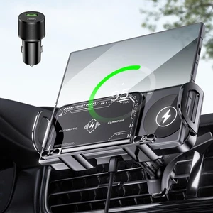 Kabellose Auto Ladegerät Halterung, Auto-Clamping 15W Dual Coil One-Touch 90° Drehbar... - Bild 1 von 6