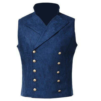 Men Victorian Vest Gothic Steampunk Regency Waistcoat Double Breasted Button - Image 1 of 3