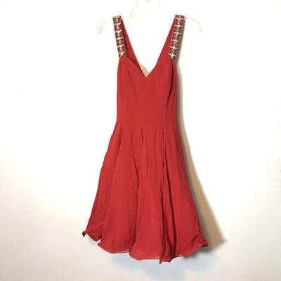 Vestido Vintage 100% Seda Rojo Cereza Pinup Adornado Correa Burbuja Rockabilly 6 Foto 1 de 4