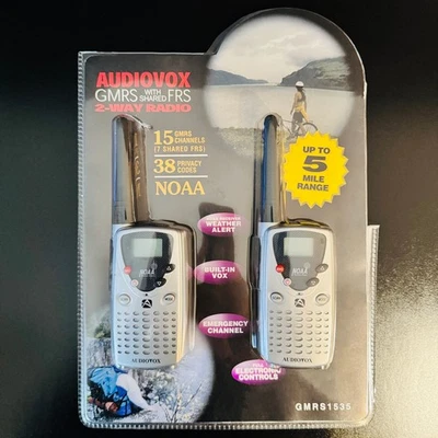 (2)AUDIOVOX 2 路手工 GMRS1535 - 5 英里对讲机 NOAA 天气等 EX — 第 1/4 张图片