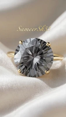 Diamante gris corte redondo de 2 quilates | Anillo de oro de 14 quilates cultivado en laboratorio | por SameerSh53 💍 Foto 1 de 4