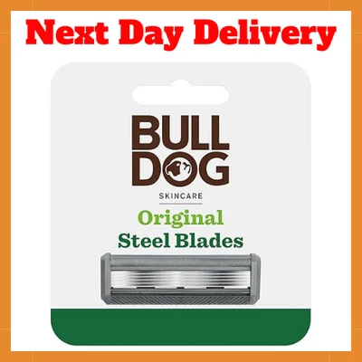 BRANDED Bulldog Skincare Original Steel Blades - Men's Razor Blade Refills – Contains 4