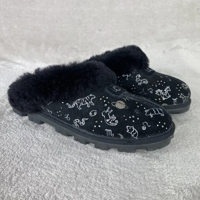 UGG Coquette Shoes Womens Size 12 Black Zodiac Shearling Slippers Clog - Image 1 of 4