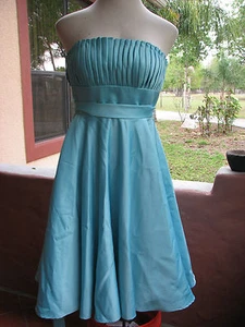 Mori Lee by Madeline Size 10 Teal/Seafoam Pleated Top BEAUTIFUL! Dress - Picture 1 of 4