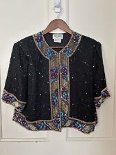 Vintage 90s Brillante by J.A. Women's 100% Silk Sequin Beaded Jacket Large