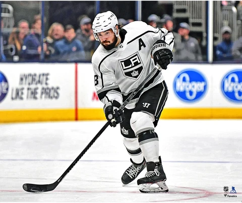 Drew Doughty Los Angeles Kings Unsigned White Jersey Shooting Photograph Cover
