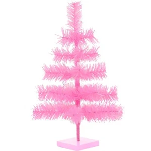 18in Small Pink Barbie Tinsel Christmas Tree 1.5FT Table-Top Centerpiece Decor - Picture 1 of 6