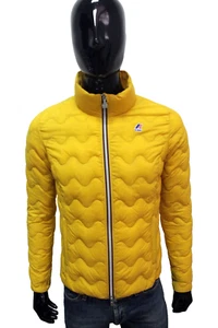K-WAY Giacca Uomo Taglia XS Piumino Giallo Originale Down Jacket Slim Fit Logo - Imagen 1 de 14