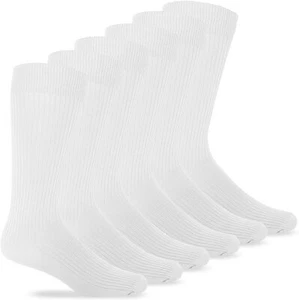 6 Pair Jefferies Socks Mens Silky Nylon Rib Dress Mid Calf Crew Uniform Socks - Picture 1 of 5