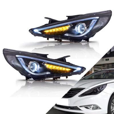 VLAND LED Headlights For Hyundai Sonata 2011-2014 Projector DRL W/Sequential Foto 1 de 4