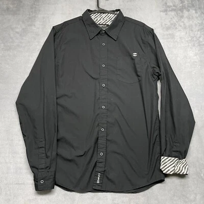 Split Y2K Shirt Men's Large Black Cotton Classic Long Sleeve Collared Button-Up - Image 1 of 4