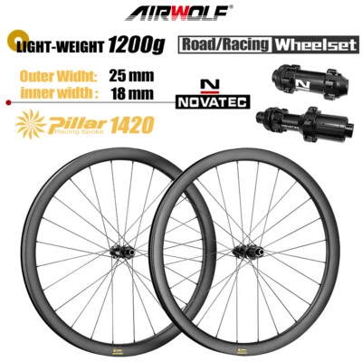 AIRWOLF Carbon Rennrad Laufräder 1200g Leichtgewicht 25mm Fahrrad - Bild 1 von 4