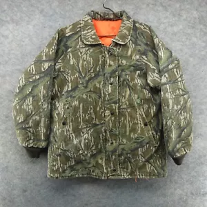 VTG Mossy Oak Jacket Mens Medium Camo Treestand Orange Reversible Distressed 90s - Picture 1 of 24