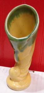McCOY USA***CERAMIC YELLOW VASE**Green--VINTAGE **POTTERY - Picture 1 of 6