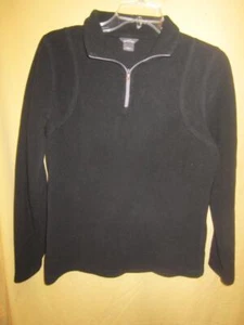 MEN'S SZ M FLEECE SHIRT PULLOVER 1/4 ZIP UP EDDIE BAUER BLACK - Picture 1 of 4