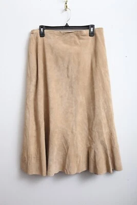 NWT Sz 3 Women's Chico's Tan Suede Rawhide Western Skirt - Image 1 of 4
