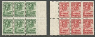 Bechuanaland SG99 & 100 the 1932 GV halfpenny & 1d in MNH Marginal blocks of 6 - Image 1 of 2