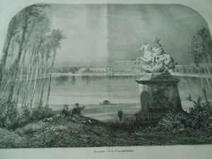 Gravure 1861 - Versailles Pièce d'eau des Suisses Statue - Swiss Statue - Foto 1 di 1