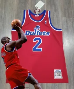 NEW AUTHENTIC VINTAGE CHRIS WEBBER BULLETS JERSEY MITCHELL NESS 48 XL RARE - Picture 1 of 16