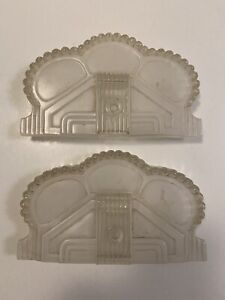 Vintage Pair Frosted Glass Flat Nipple Mount Shades - Art Deco - #17