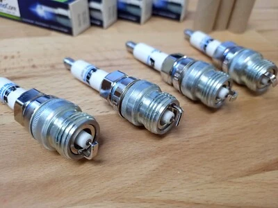 4x Ford Pinto Engine Pulstar Plasma Core Iridium Spark Plugs iBE1H10 + Adaptors - Image 1 of 4