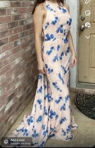 Blanche Floral Print Open Back Fishtail Maxi Size Us8 New With Tags - Picture 1 of 10