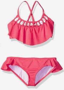 Billabong Girls' Macrame Madness Two Piece Swimsuit Set Sz 14 Passion Fruit 1958 - Picture 1 of 2