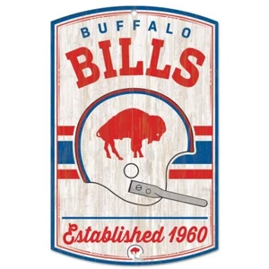 BUFFALO BILLS 11" X 17"CLASSIC LOGO RETRO LOOK HARD WOOD SIGN FROM WINCRAFT - Picture 1 of 1