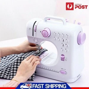 12 Stitches Mini Electric Sewing Machine Portable Overlock 2 Speeds Foot Pedal- - Picture 1 of 12