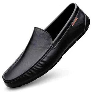 Genuine Leather Men's Casual Shoes Loafers Moccasins Breathable Driving Shoes - Picture 1 of 19