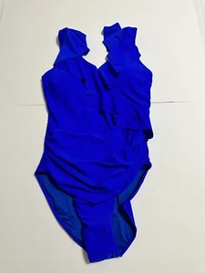 Blooming Jelly Einteiler Badeanzug blau Rüschen Bauchkontrolle Neu mit Etikett Größe Large L - Bild 1 von 10