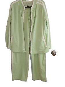 Liz Claiborn Women 2 Piece Outfit, Full Zip Jacket, Draw String Pants 1X. Green