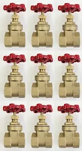 Nine(9) - Pipe IPS Brass Wedge Compact 1″ Gate Valves Shut Off 200 WOG - Picture 1 of 5