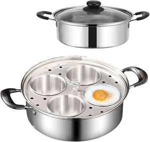 Egg Poacher Pan Poached Stainless Steel with 4 Cups Cooker Maker for Kitchen - Picture 1 of 1