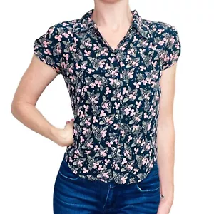 MaxMara Weekend Line Black & Print Floral Abstract Silk Blouse - Picture 1 of 6