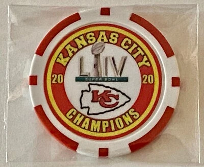 SPORTZCOLLECTABLES.COM KC Chiefs 2020 -Super Bowl Champs - NFL -Clay Poker Chip -Golf Ball Marker