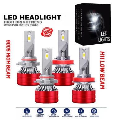 For 2015-2017 Ford Expedition Combo 4pcs LED Headlight High Low Beam Bulbs 6000K - Image 1 of 4