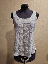 Lucky Brand Sheer Tank Top white Blouse, Floral Lace Spring Top, Small