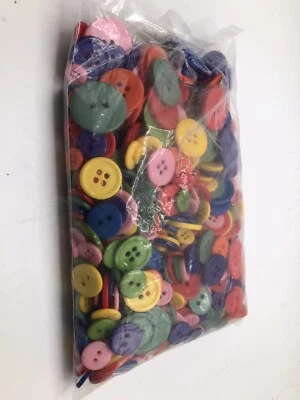 Assorted Kids Plastic Buttons Bright Colors Mixed Sizes Craft Sew Lot 100s - Image 1 of 4