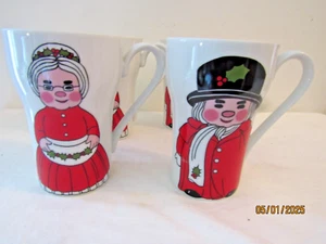 Rare Vintage Boxed Set of 4 Marshall Field's Mugs Uncle Mistletoe & Aunt Holly - Picture 1 of 3