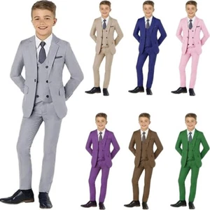 Boy's Suits 3 Pieces Wedding Formal Prom Party For Dress Kids Slim Fit Suits Set - Picture 1 of 27
