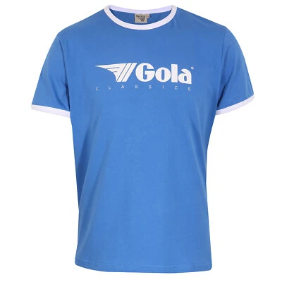 Camiseta retro con timbre azul/blanco Gola para hombre Foto 1 de 4
