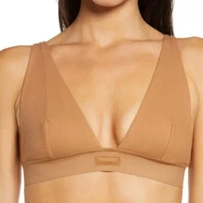 SKIMS Algodão Costela Mergulho Bralette Camelo Feminino XXS - Imagem 1 de 4