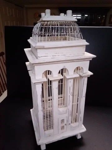 Vintage Wood Victorian Bird Cage With Removable Pan 25"h ×10.5" Wide Cover