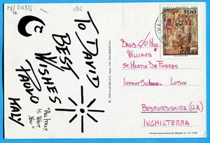 NATALE '87 £.500 (Sass. 1820 ) ISOLATO su cart. per l'INGHILTERRA(304825) - Imagen 1 de 2