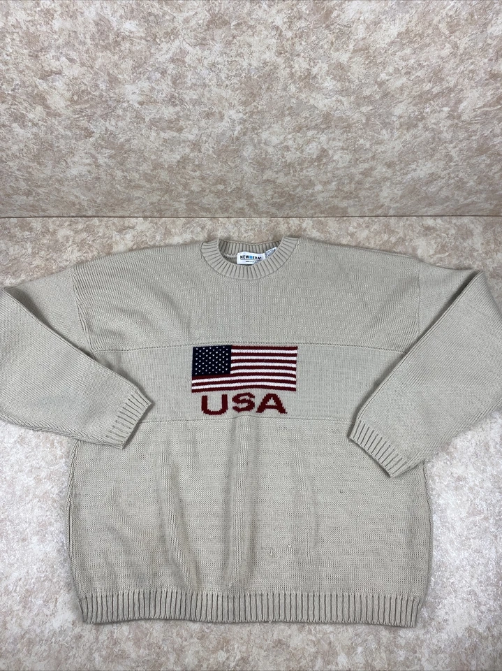 NUEVO ERA Suéter Beige Pullover Para Hombre XL Hecho en EE. UU. Patriótico Informal JS Foto 1 de 4
