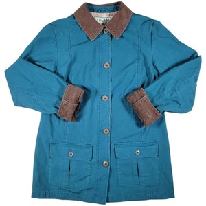 LL Bean Adirondack Barn Coat Womens XS Flannel Lined Chore Jacket Blue 267093 - Picture 1 of 10