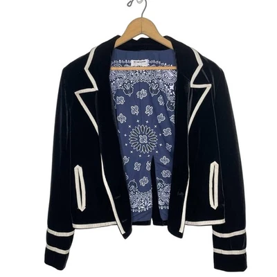 Blazer UNA CUCHARADITA Terciopelo Negro Talla XS Nuevo Hampshire Esmoquin Blanco Ribete de Tubería Foto 1 de 4