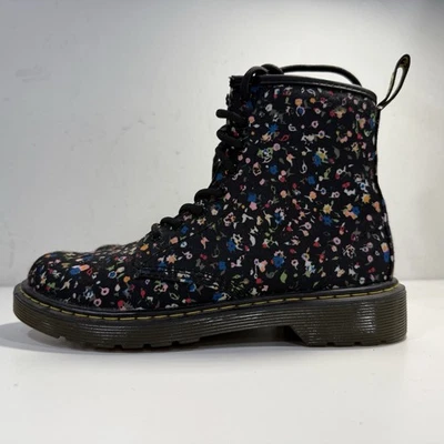Botas de combate Dr Martens Page Courtney negras de lona floral con cordones para mujer talla 5 Foto 1 de 4