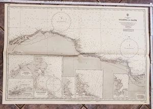 Italienische Seekarte antik von 1932/1958 Tolmeta to Salum Mittelmeer Libyen - Bild 1 von 3